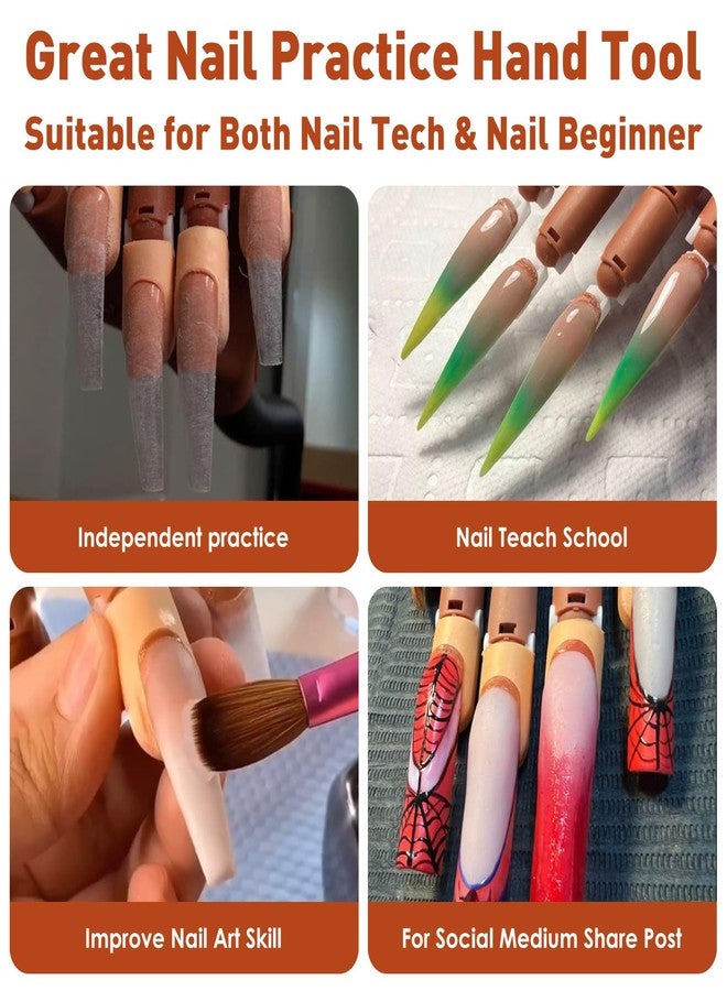 BORNBYME Acrylic Nails Flexible Practice Fake Hand, BORNBYME Nail Training Adjustable Finger Kits, Fake Nails Hands for Nail Beginner Practice with 200 PCS Nail Tips - Image 3